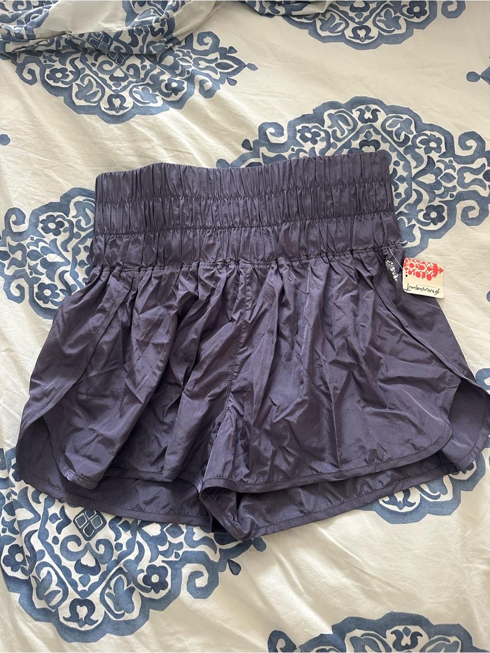 FP Movement by Free People High-Waist Ruched Purple Shorts